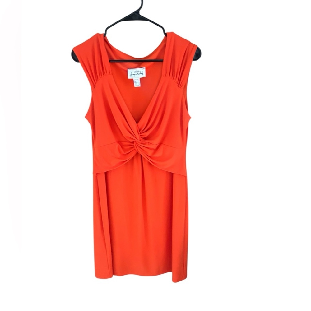 Joseph Ribkoff Vibrant Orange Twist  A-line Sleeveless Dress Size 12